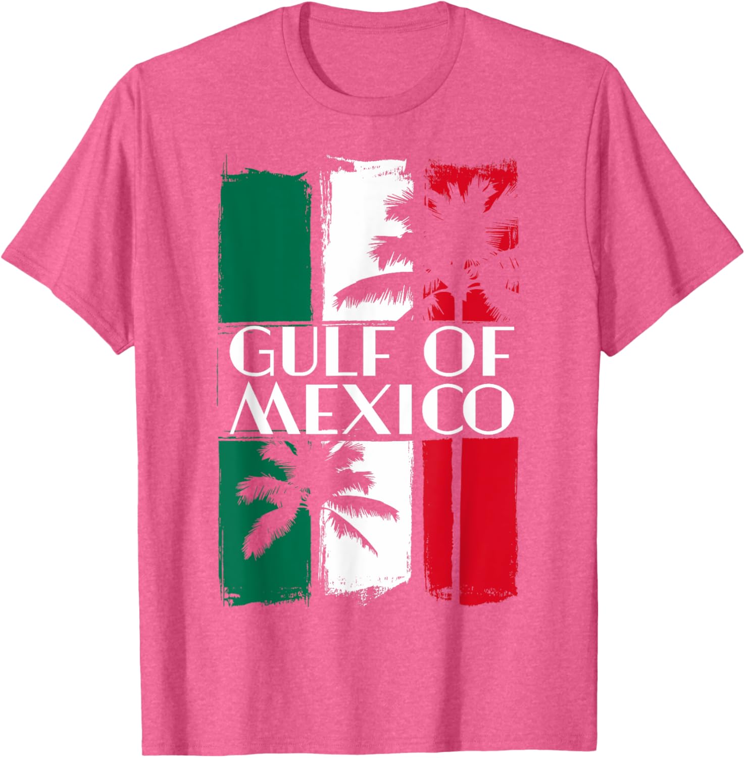 Gulf of Mexico T-Shirt with Mexican Flag Colors and Palm Trees - 11
