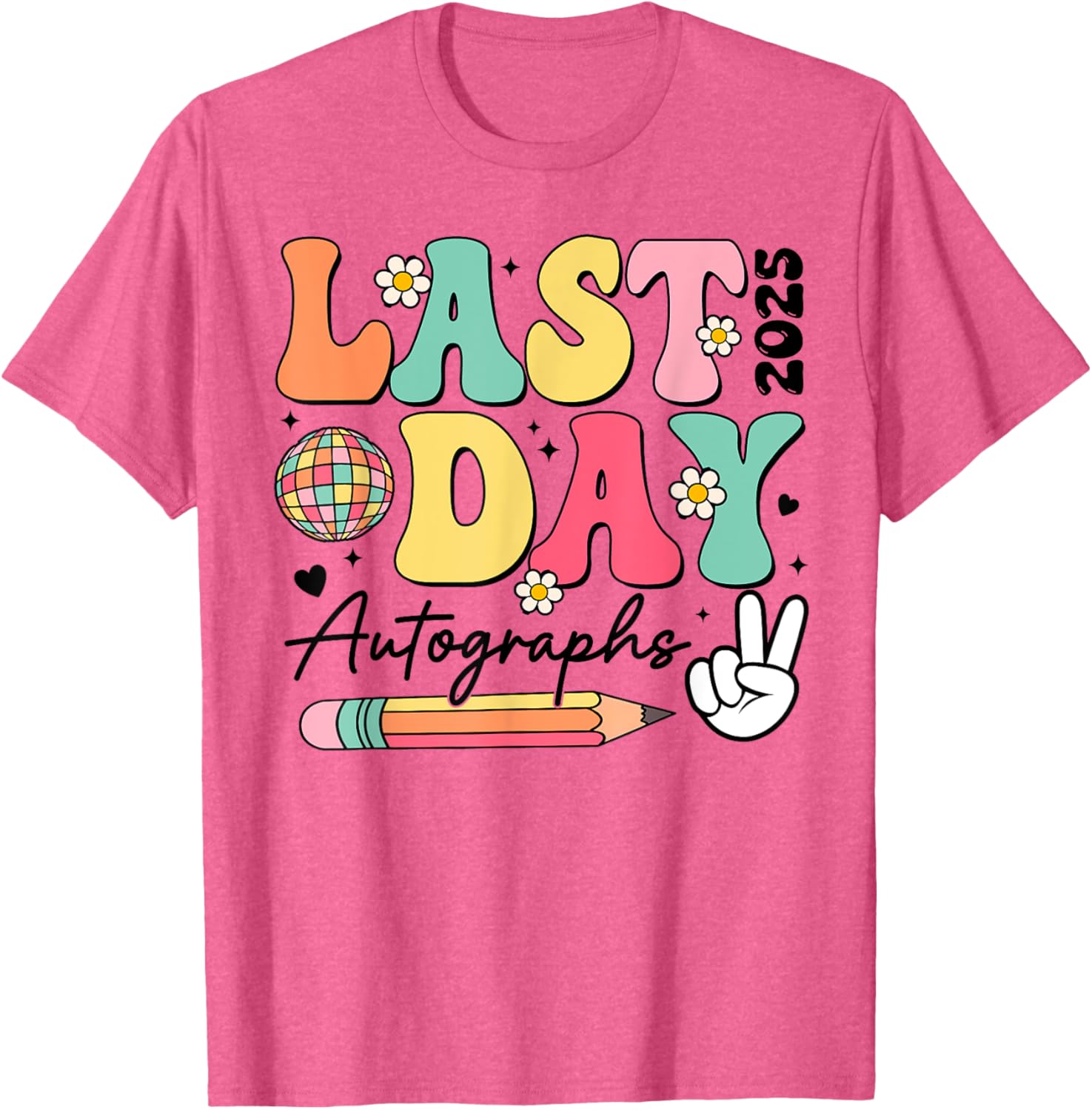 Last Day of School 2024-2025 Retro Cute Autographs T-Shirt for Kids - 11