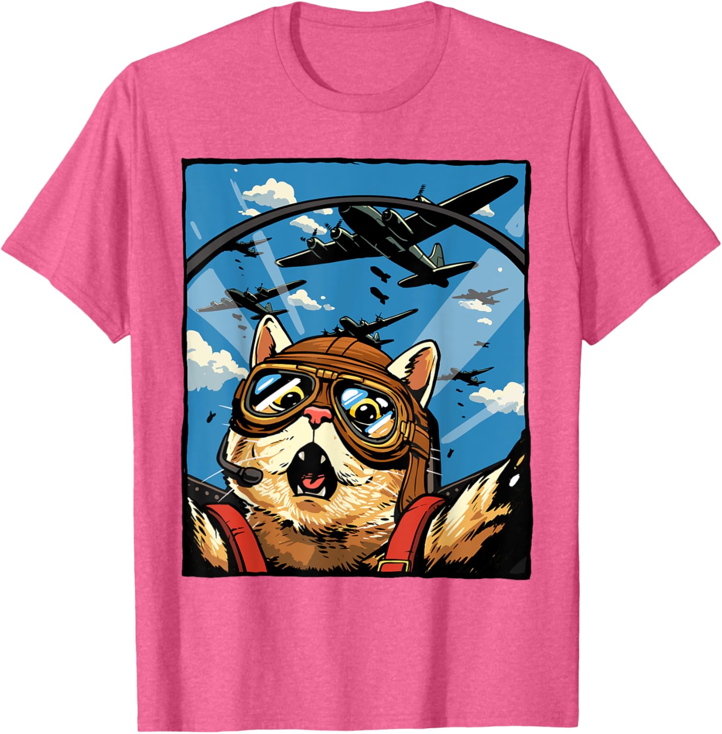 Funny Cat Pilot Jet Fighter T-Shirt for Cat Lovers and Meme Fans - 12
