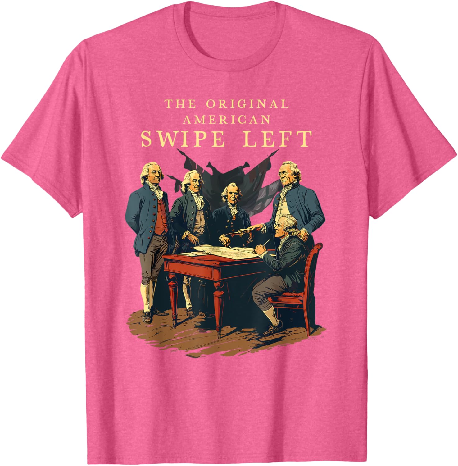 Declaration of Independence Swipe Left T-Shirt for American History Lovers - 4
