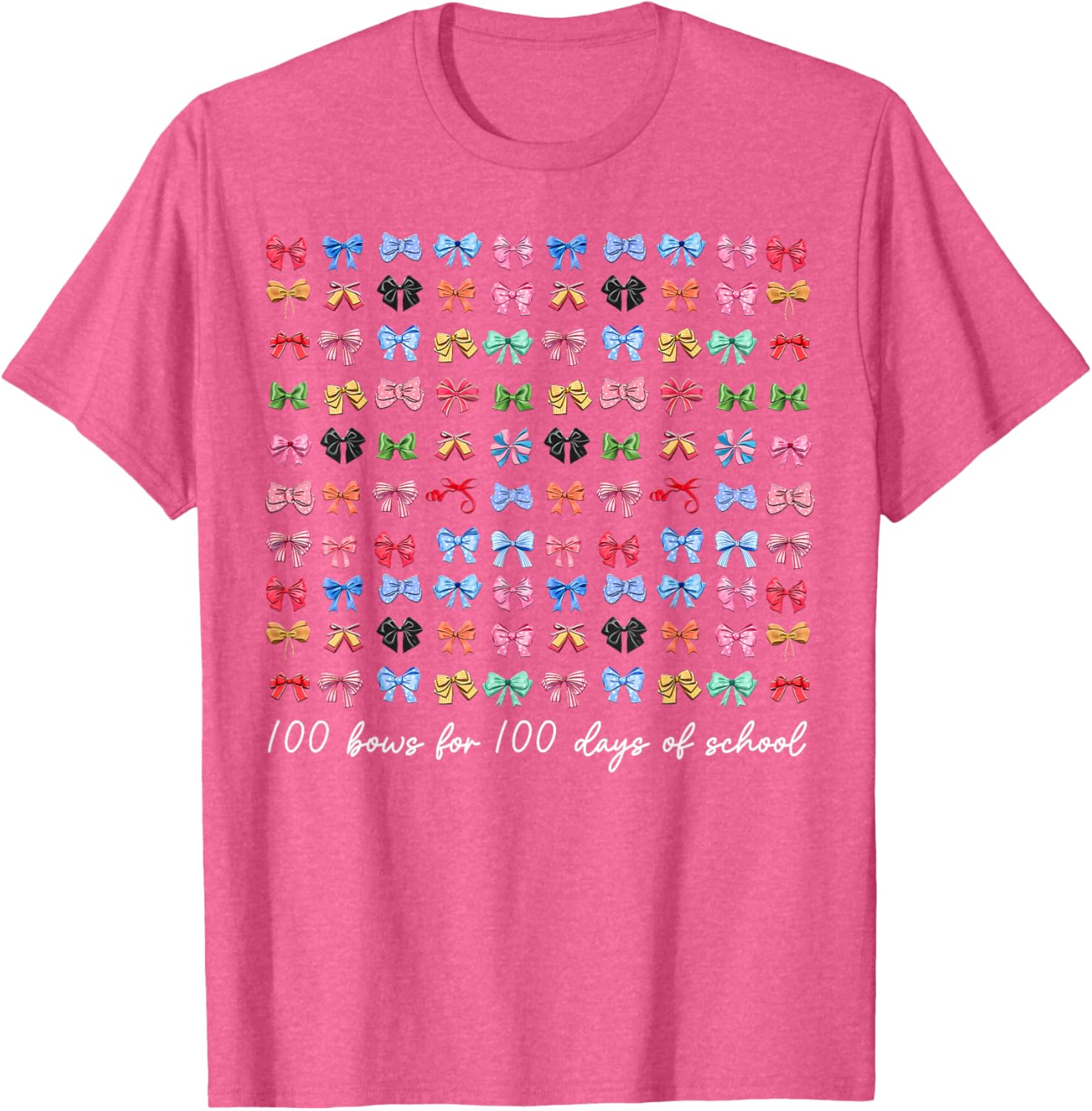 100 Bows For 100 Days Of School T-Shirt for Teachers and Kids - 6