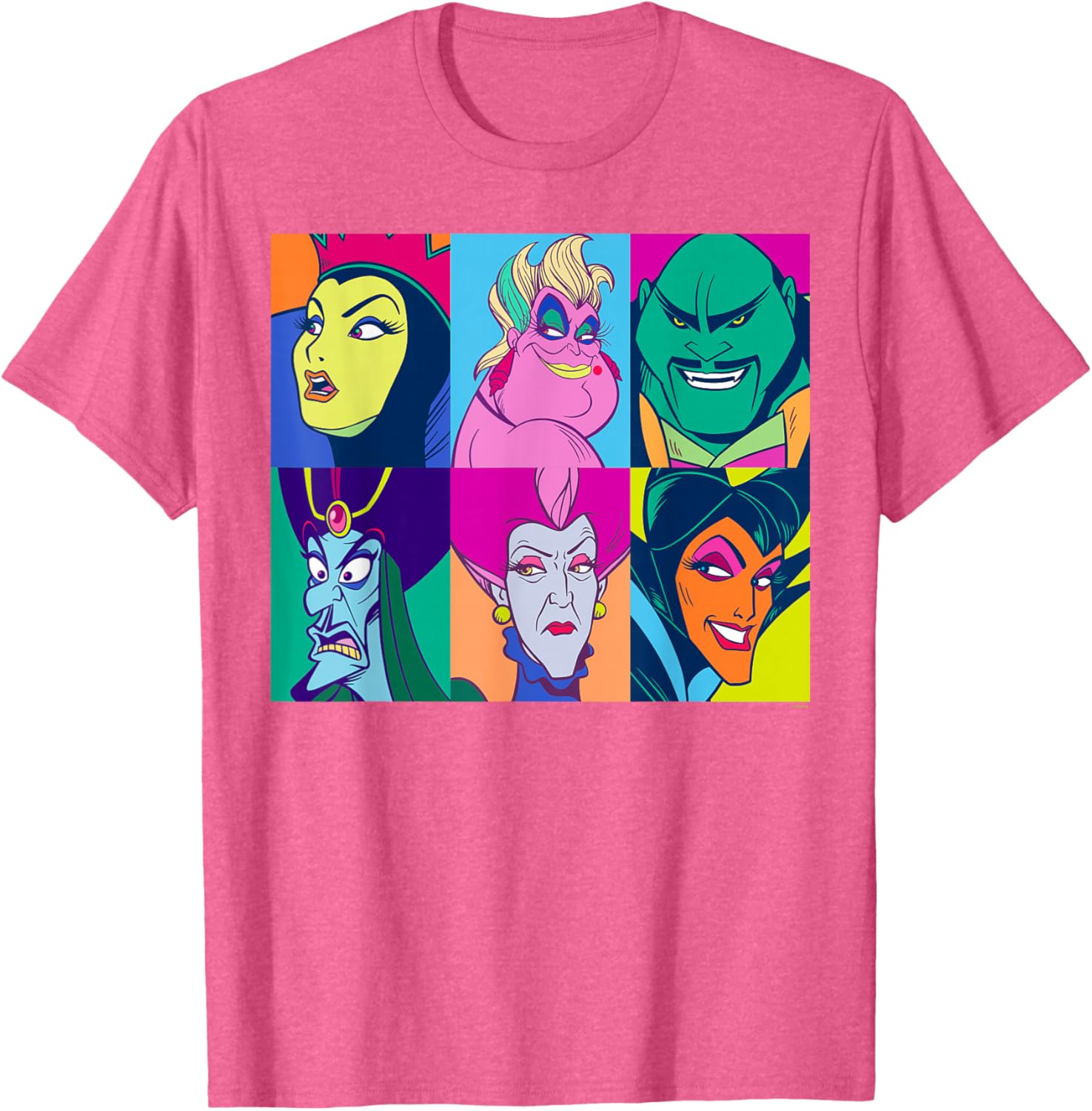 Disney Villains Retro Color Grid T-Shirt for Fans of Classic Characters - 26