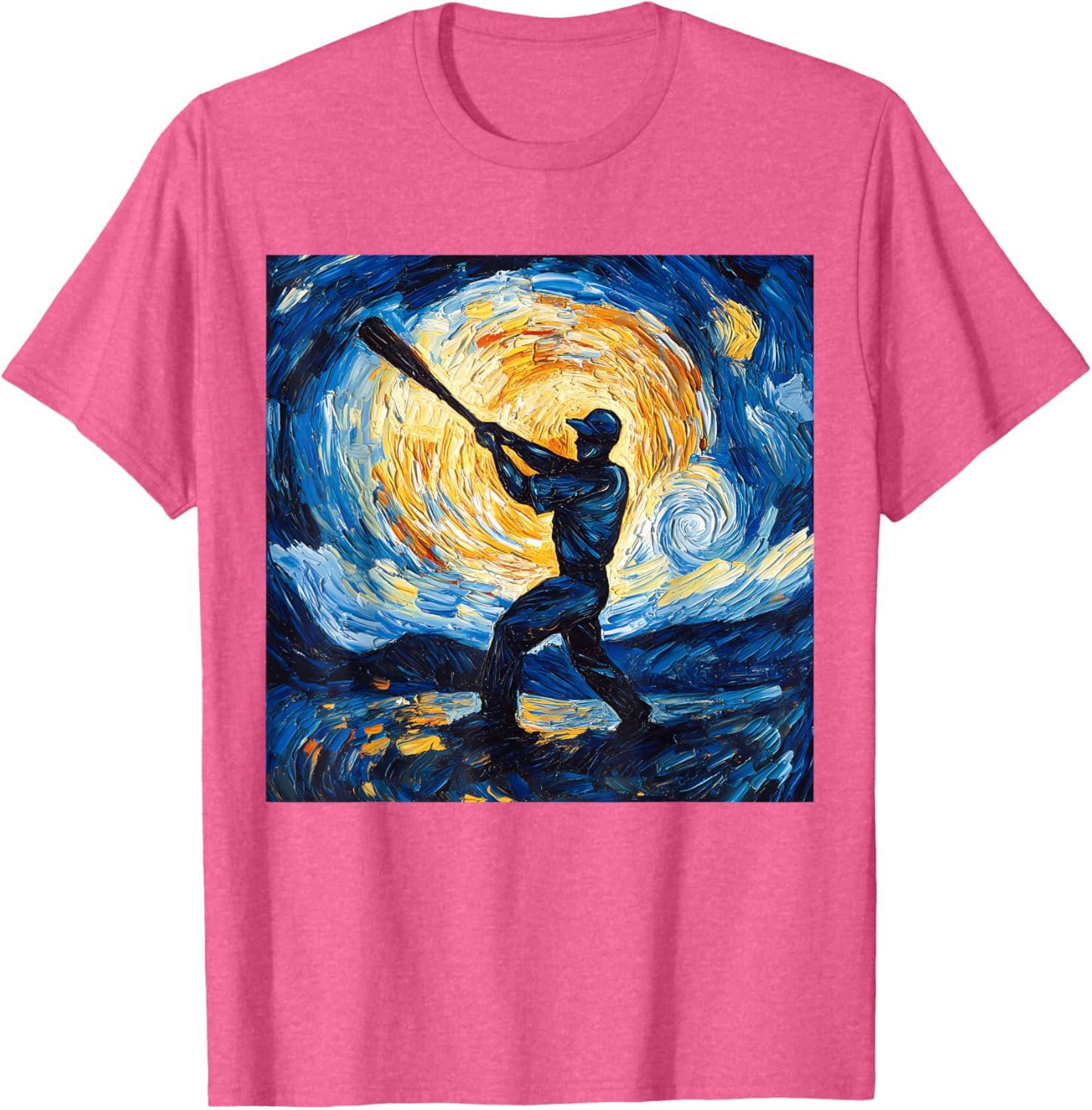Van Gogh Starry Night Baseball Player T-Shirt for Art and Sports Lovers - 7
