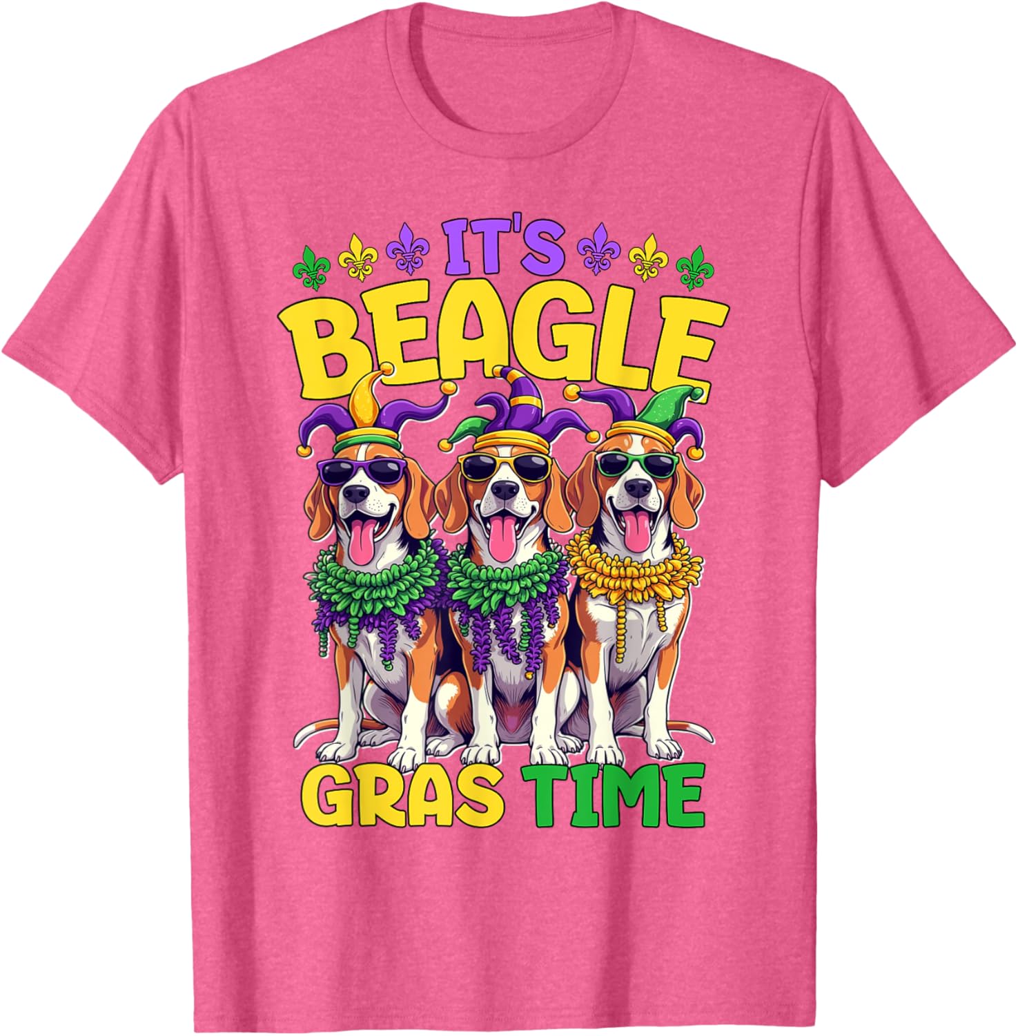 Mardi Gras Beagle Time T-Shirt for Fun Celebrations and Festivities - 4
