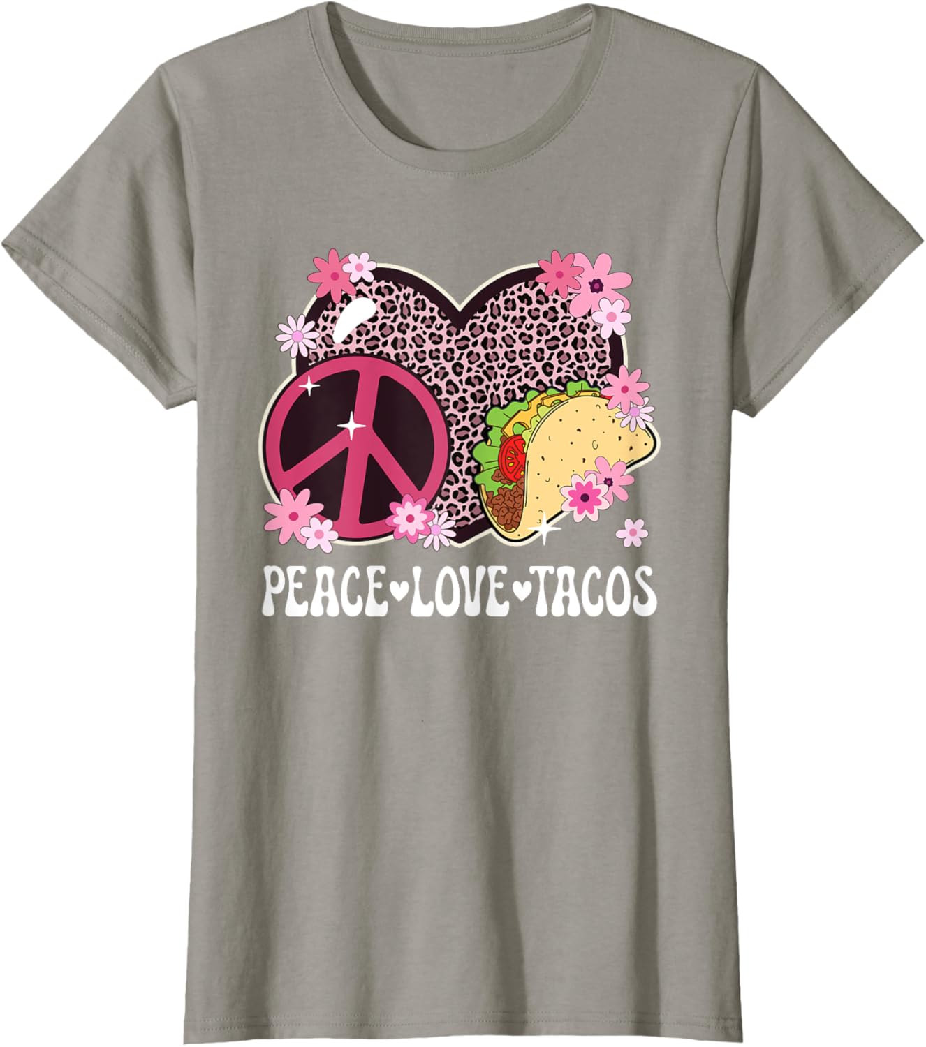 Peace Love Tacos Leopard Print Taco Tuesday T-Shirt for Women - 1