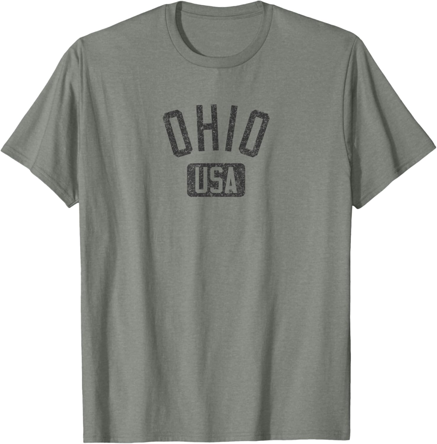 Ohio Arched Text Distressed Black Print T-Shirt for Casual Style Lovers - 14