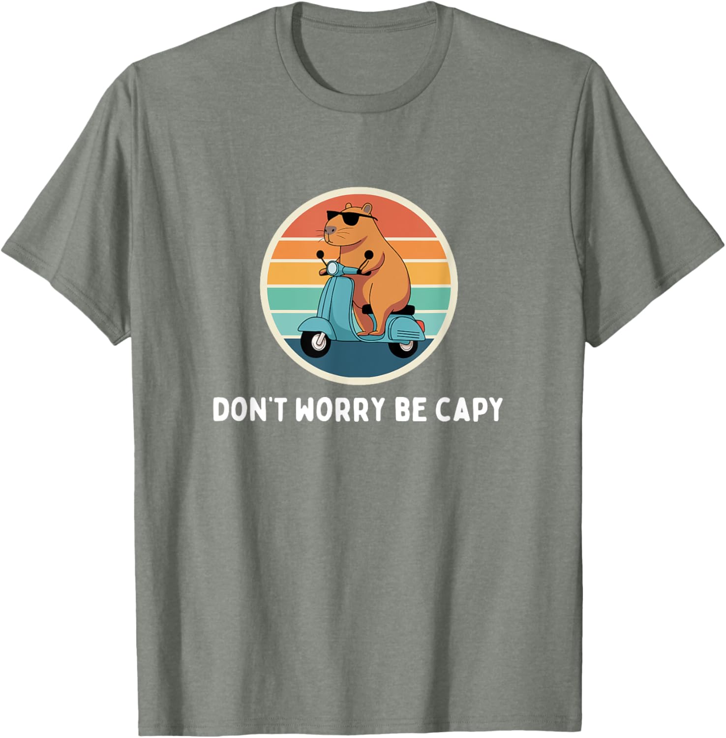 Funny Capybara T-Shirt Don't Worry Be Capy Cute Rodent Apparel - 12