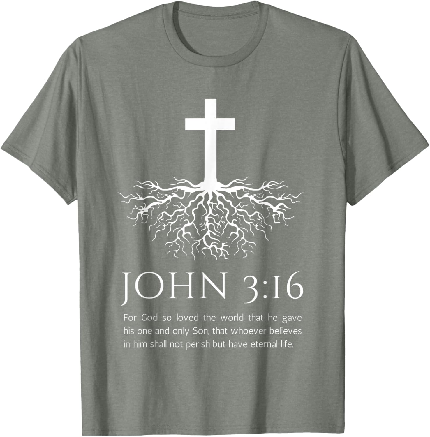 John 3:16 Jesus Cross T-Shirt with Tree Design - Christian Faith Apparel - 19