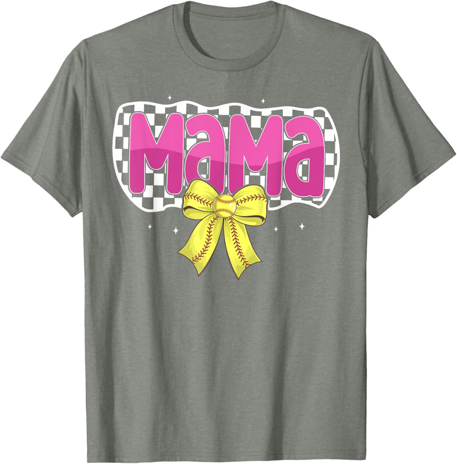Softball Mom Coquette Bow Checkered Sport T-Shirt for Proud Mama - 8