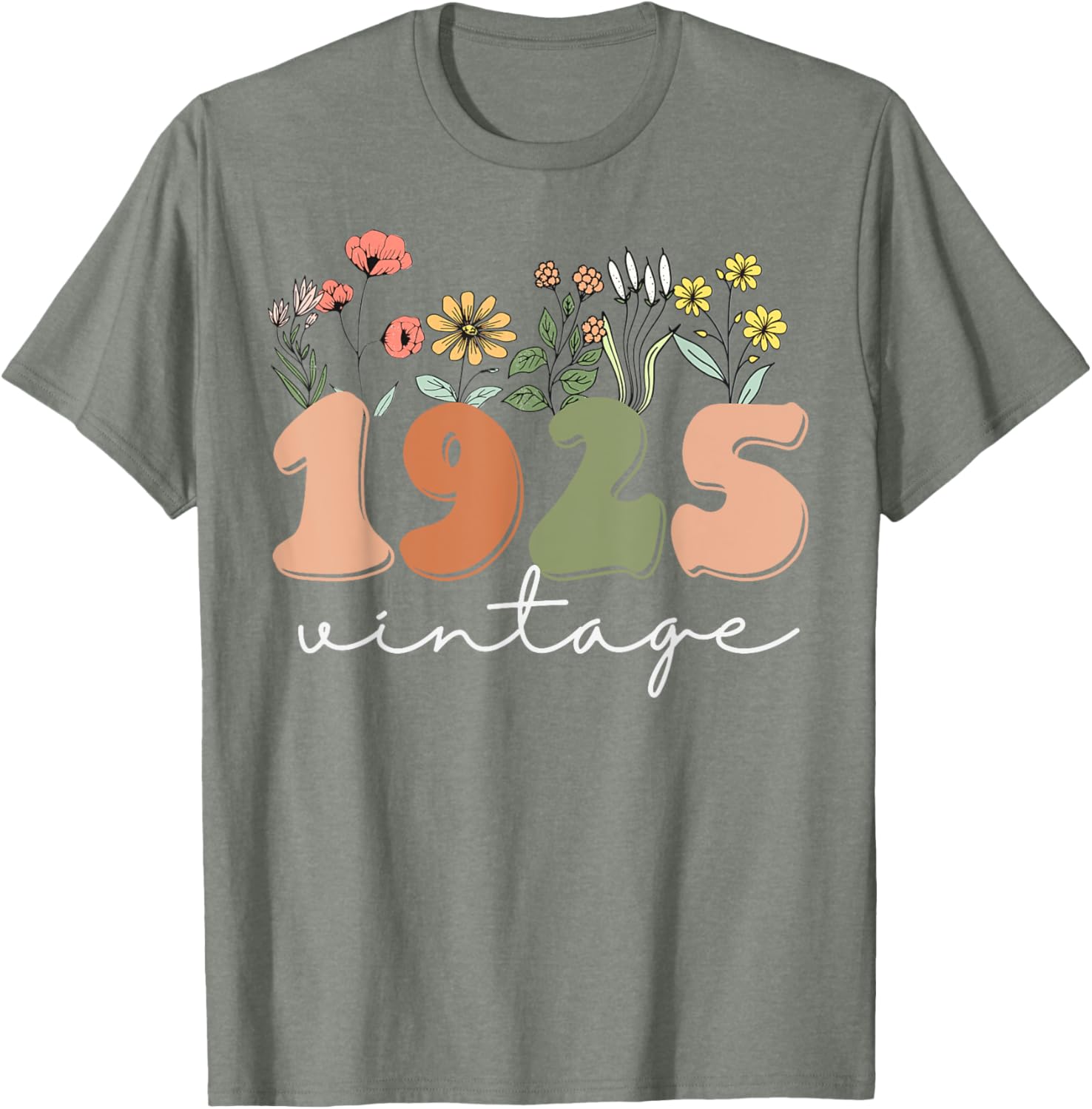 100 Years Old Vintage 1925 Wildflower Women's 100th Birthday T-Shirt - 14
