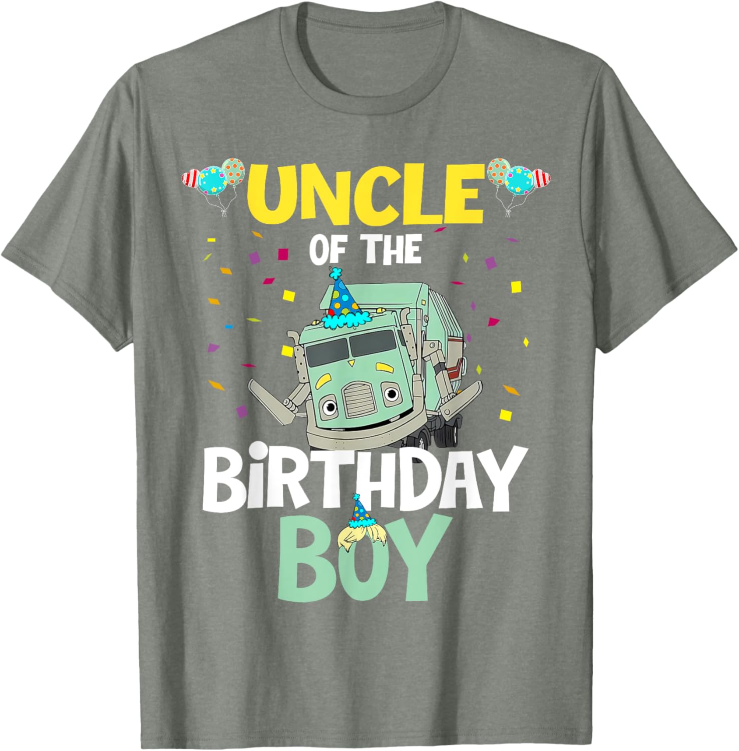 Uncle of the Birthday Boy Garbage Truck T-Shirt Fun Recycling Gift - 9