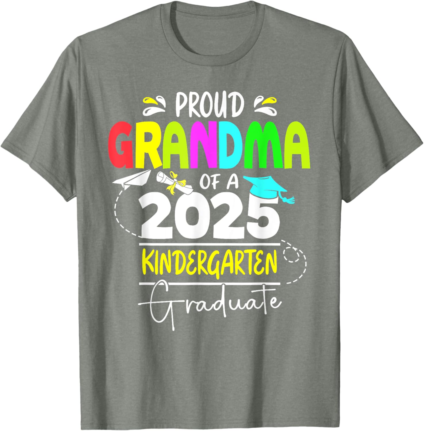 Proud Grandma 2025 Kindergarten Graduate T-Shirt for Celebrating Success - 20