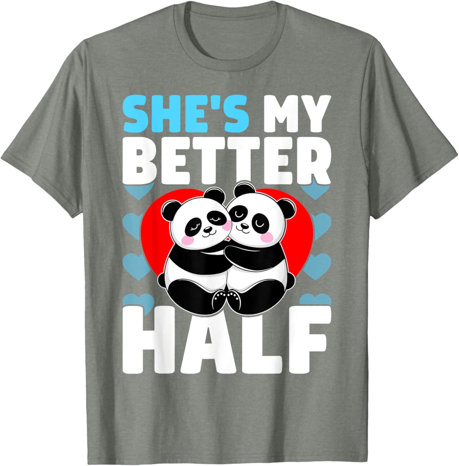 Adorable Better Half Heart Panda Couple Valentine's Day T-Shirt - 6