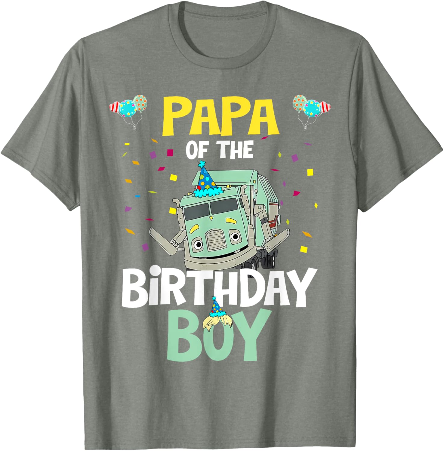Papa Of The Birthday Boy Garbage Truck Recycling Trash T-Shirt Gift - 10