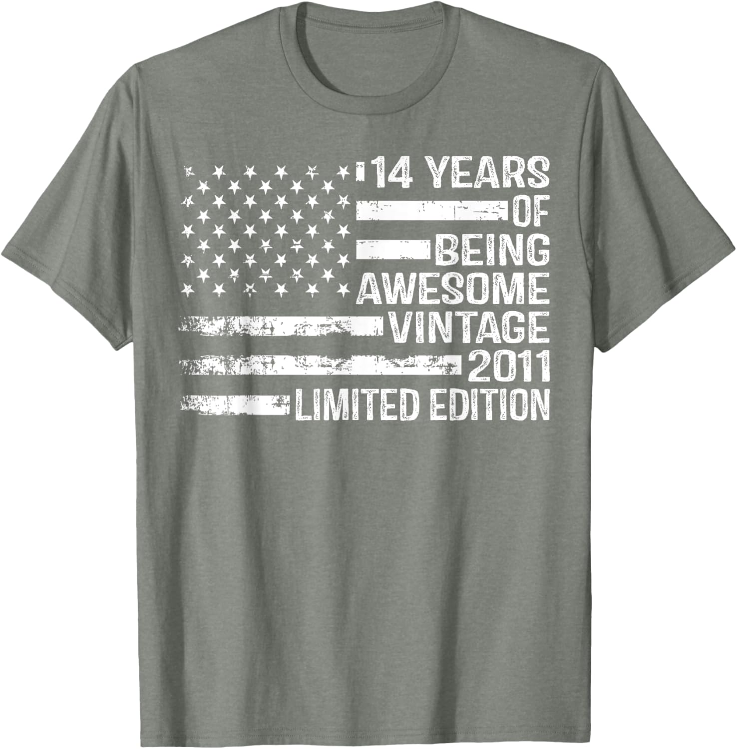 Vintage American Flag T-Shirt for 14th Birthday Celebration - 14 Years Old - 2