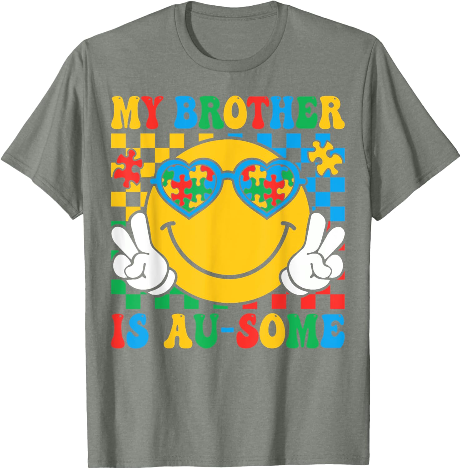 My Brother Is Awesome Autism Awareness T-Shirt for Sisters and Kids - 8