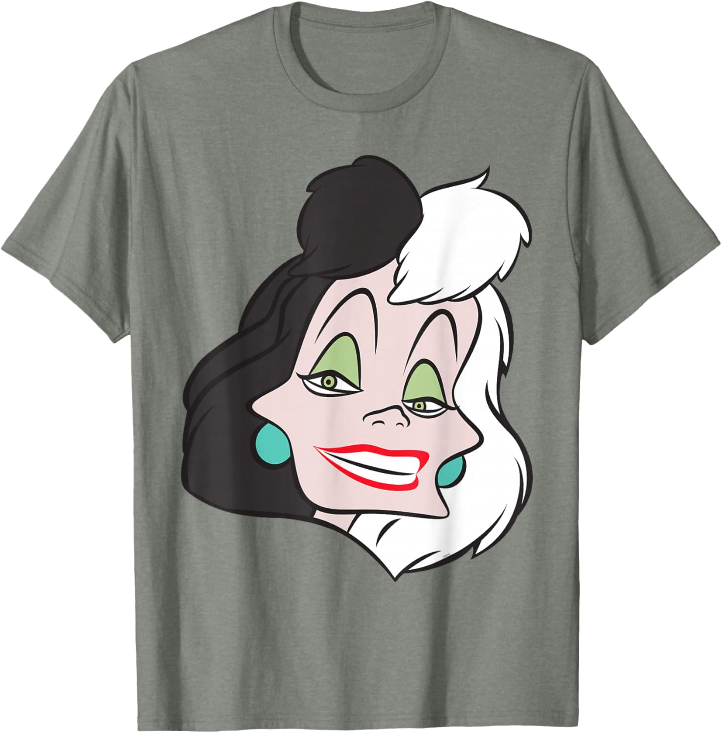 Fashionable Cruella De Vil Big Face T-Shirt for Disney Villains Fans - 17