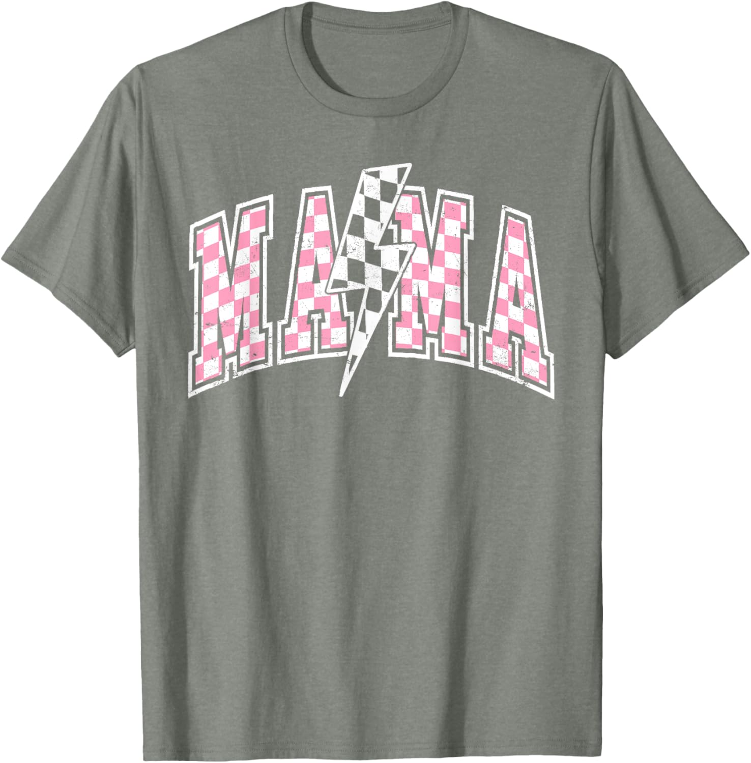 Mama Lightning Bolt Checkered Mom T-Shirt for Stylish Moms - 6