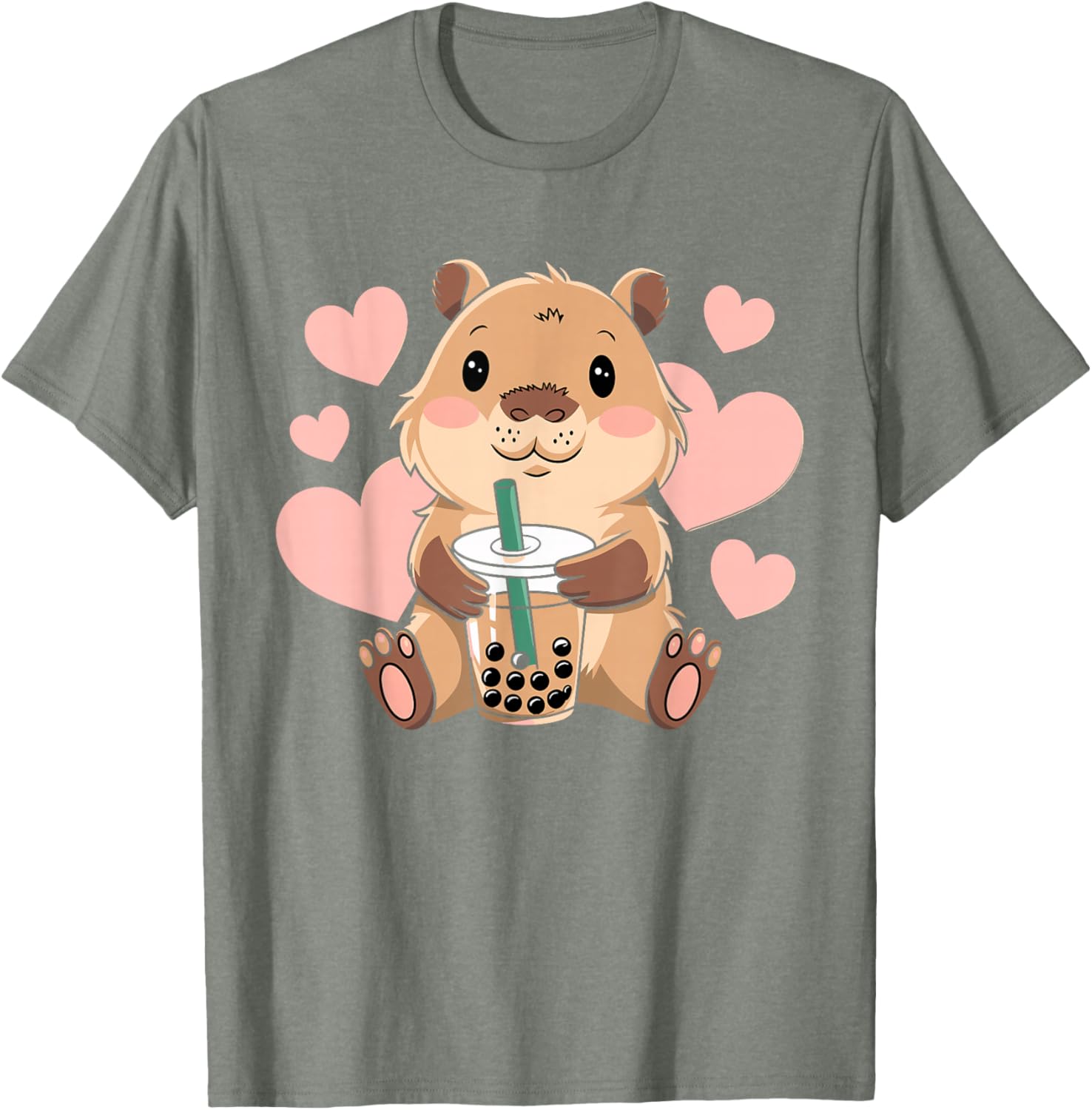 Cute Capybara Boba Tea T-Shirt for Women, Teens, and Kids - 11