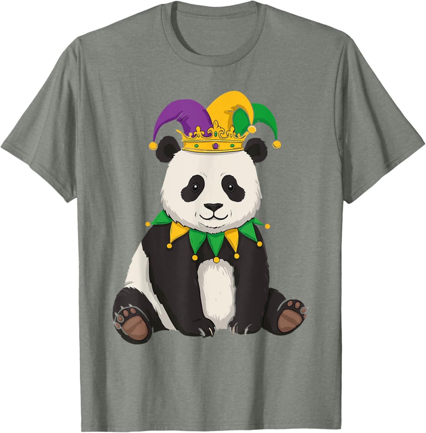 Funny Panda Mardi Gras Jester Hat Tee Cute Gift T-Shirt for All Ages - 7