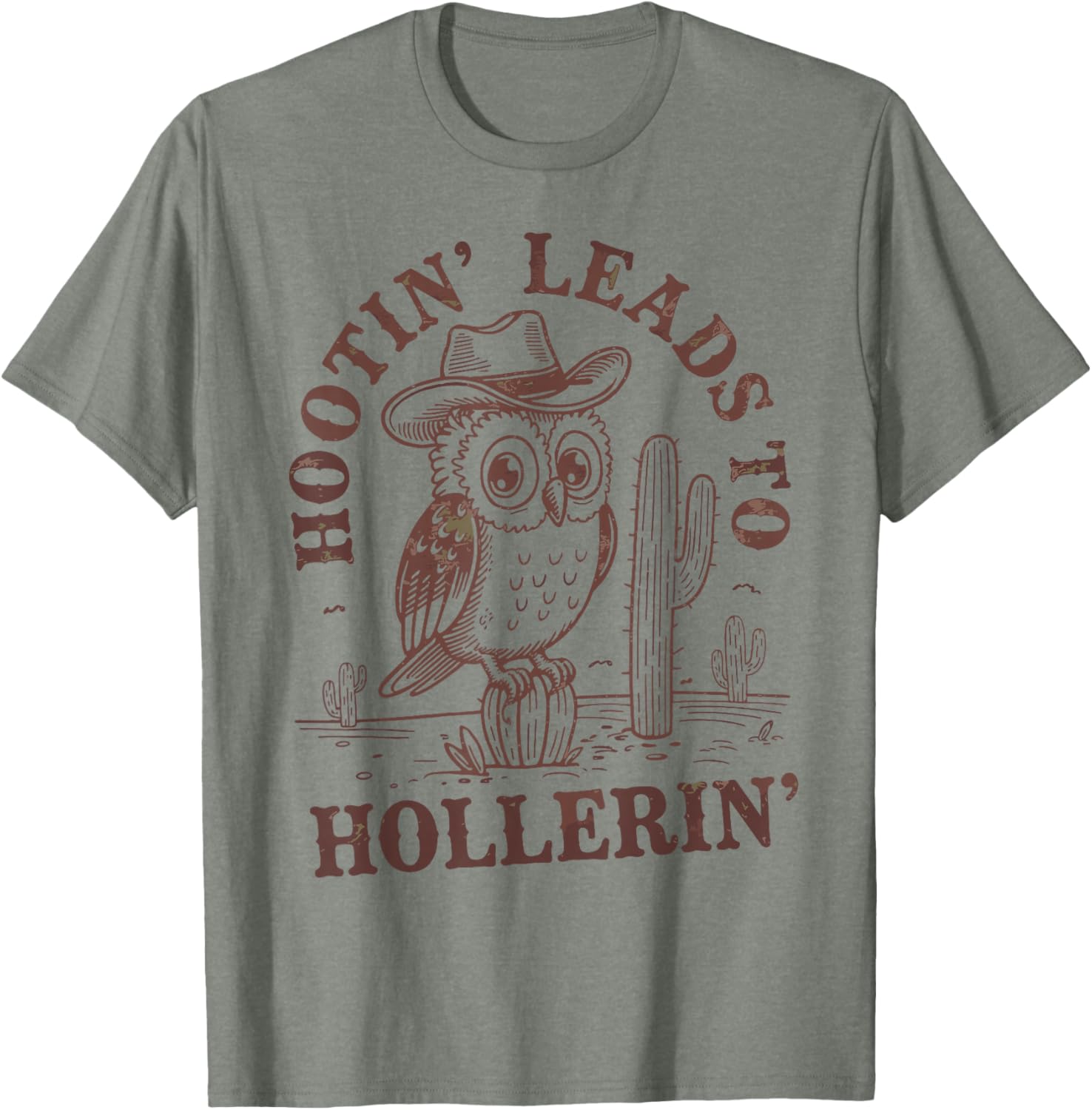 Funny Cowboy Owl T-Shirt Hootin Leads To Hollerin - Perfect Gift for Bird Lovers - 8