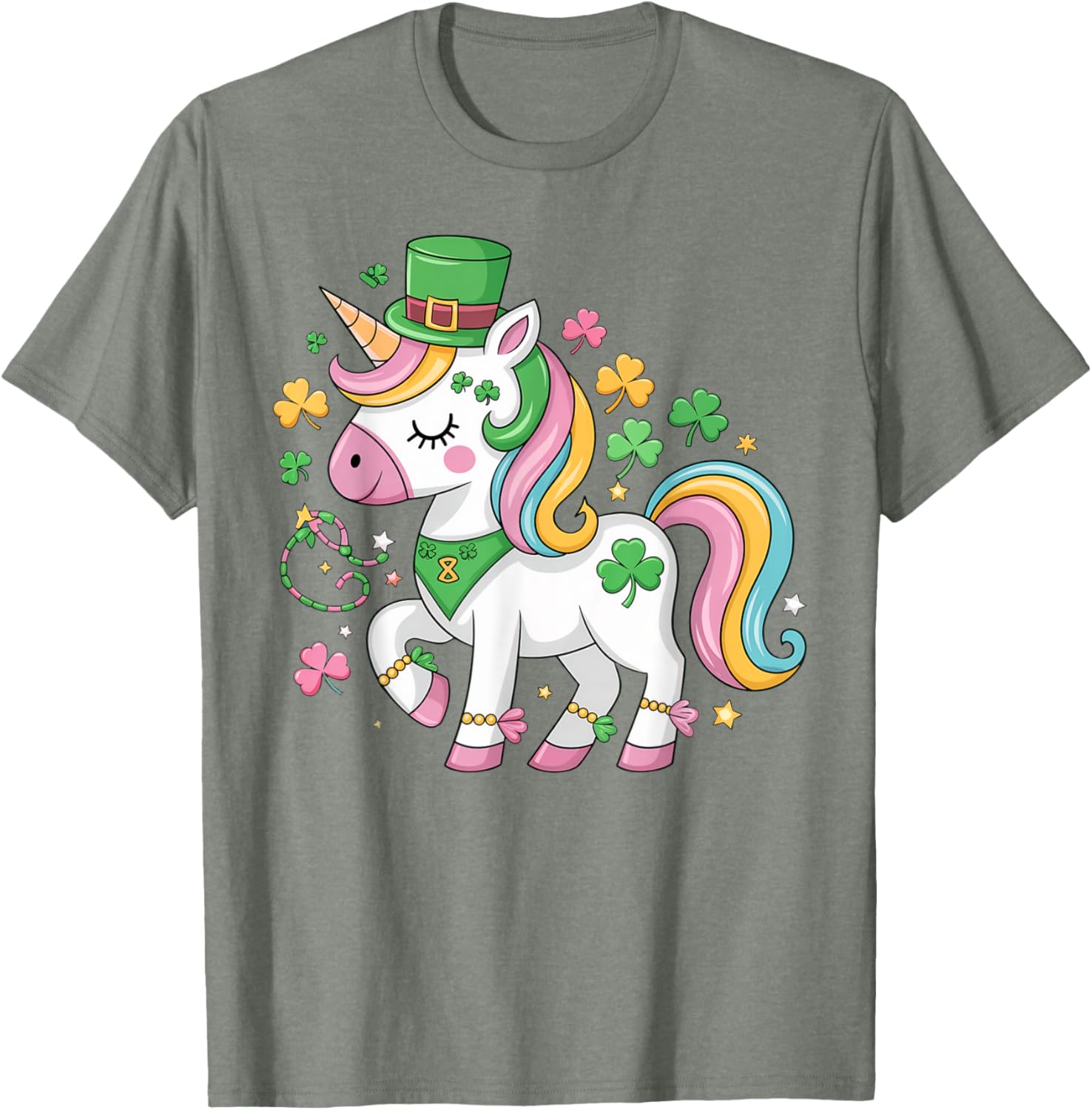 Cute Girls St Patricks Day Unicorn Shamrock Lepricorn T-Shirt for Kids - 17