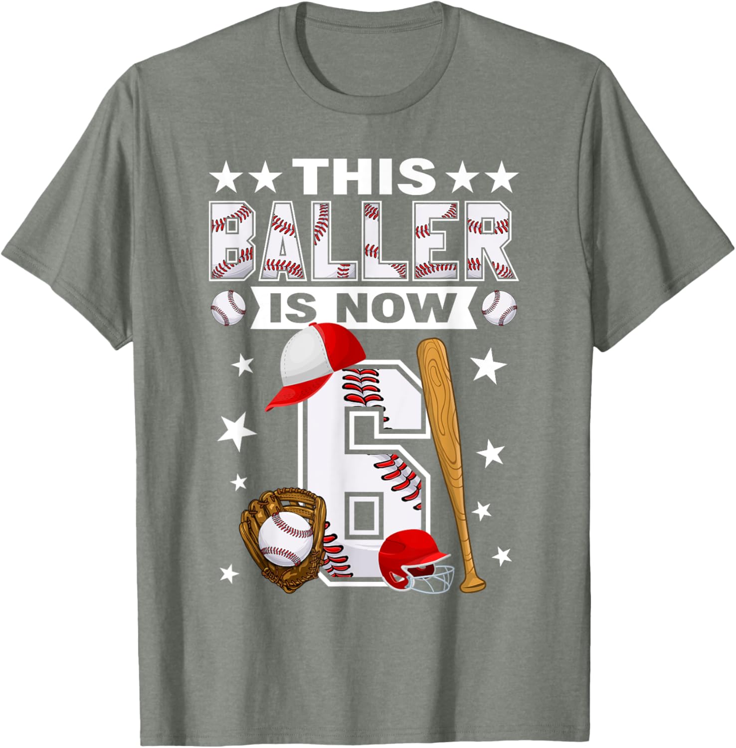 Cute 6 Year Old Baseball Lovers Boys T-Shirt for Kids Fun Style - 4