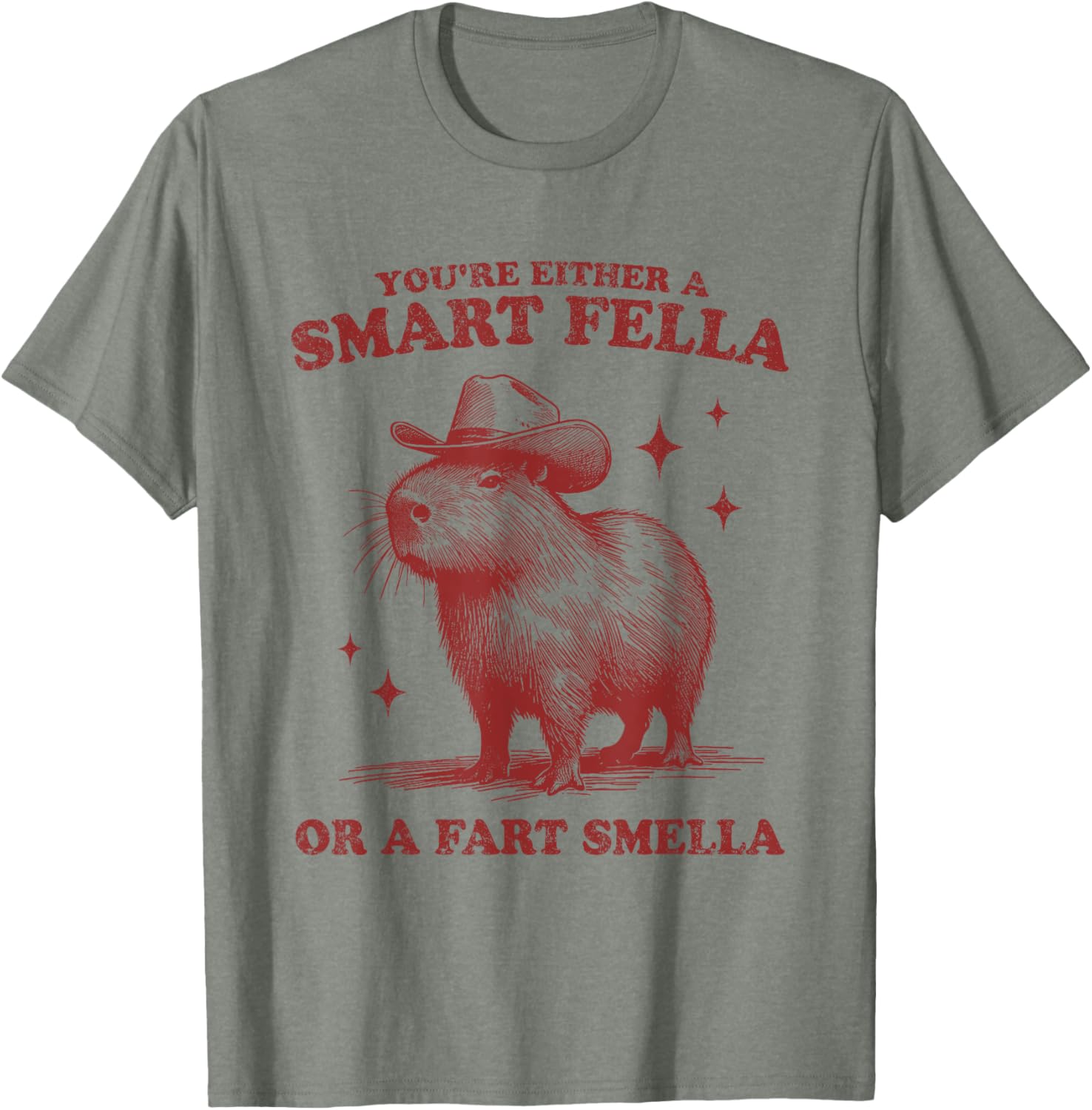 Funny Capybara T-Shirt - You're Either Smart or a Fart Smella Tee - 9