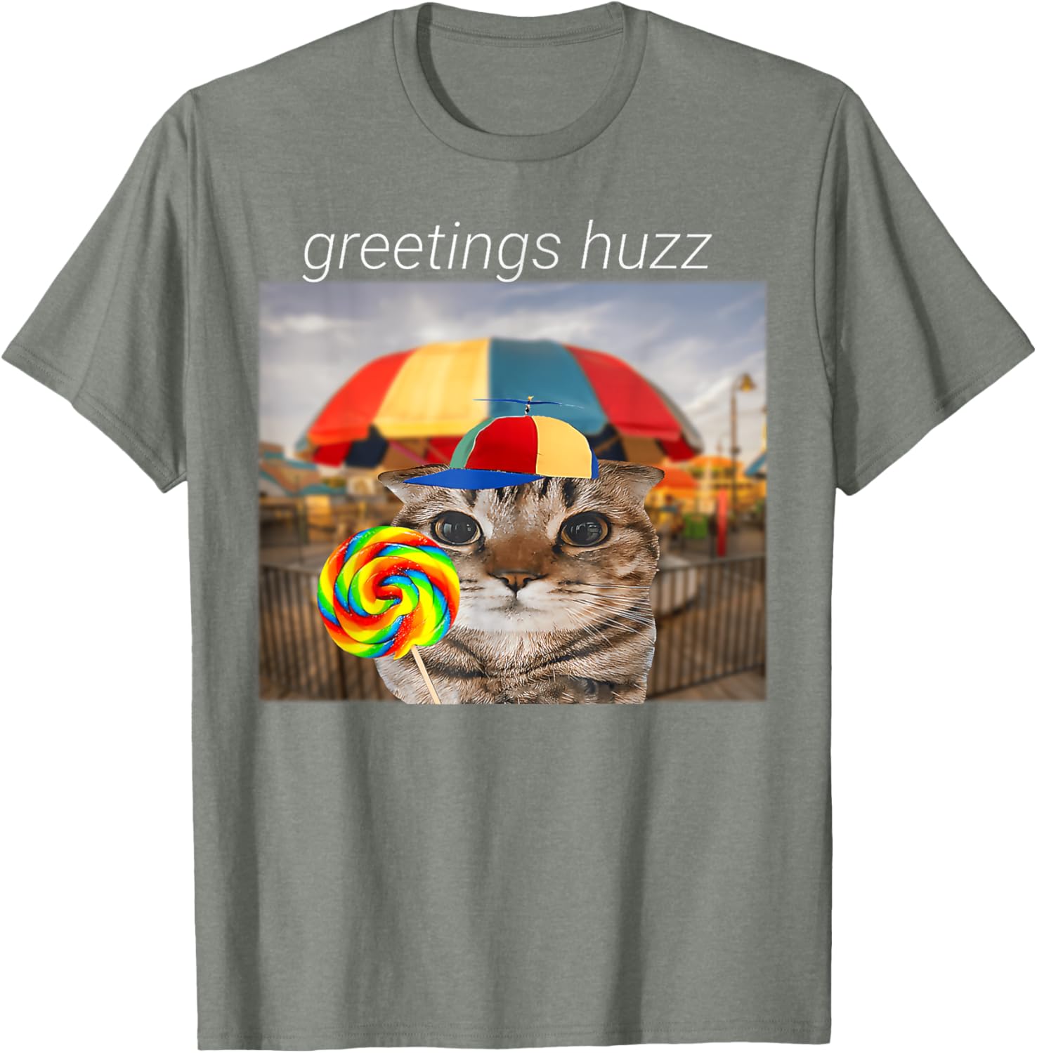 Funny Cat Huzz Meme T-Shirt for Men and Women - Cute Lollipop Design - 26