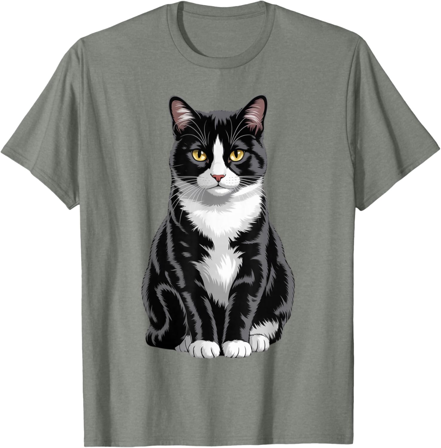 Majestic Tuxedo Cat Art T-Shirt for Cat Lovers - Unisex Kids and Adults - 5