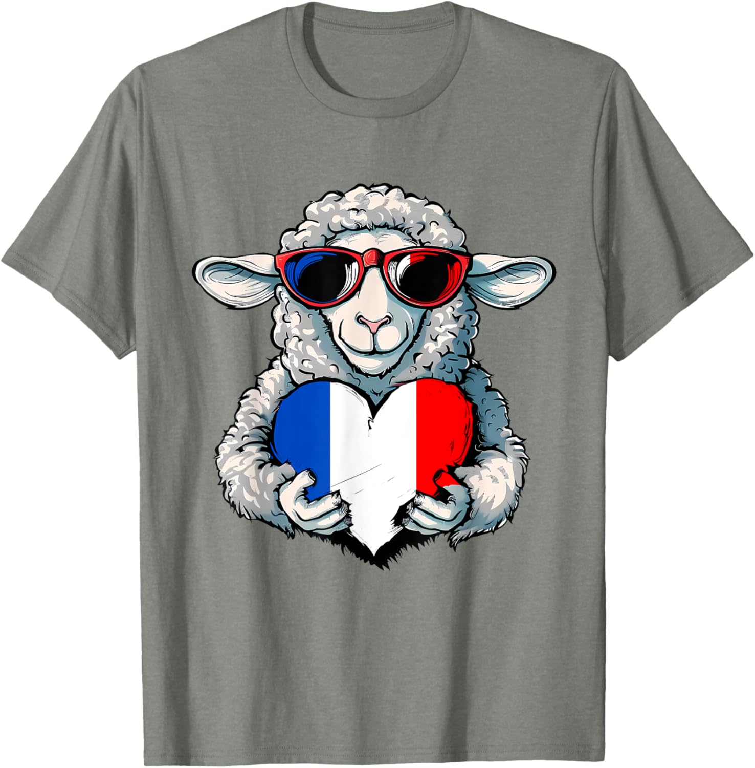French Pride T-Shirt with France Flag and Sheep Design for Stylish Wear - 14