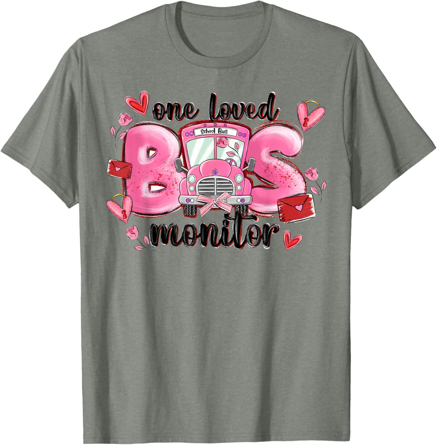 One Loved Bus Monitor Valentine's Day T-Shirt for Kids Gift - 4
