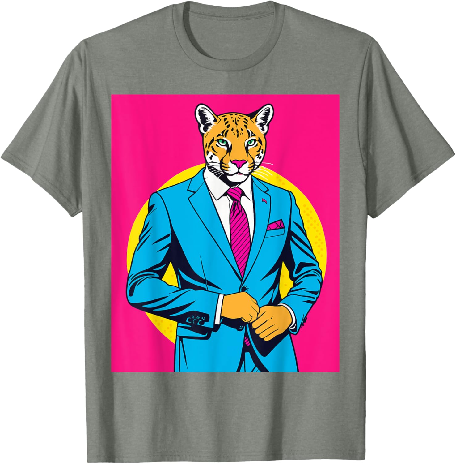 Pop Art Puma in Business Suit T-Shirt for Stylish Animal Lovers - 19