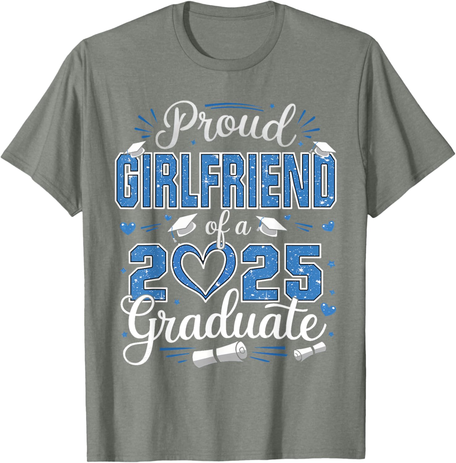 Proud Girlfriend Class of 2025 Graduate Senior T-Shirt for Her - 14