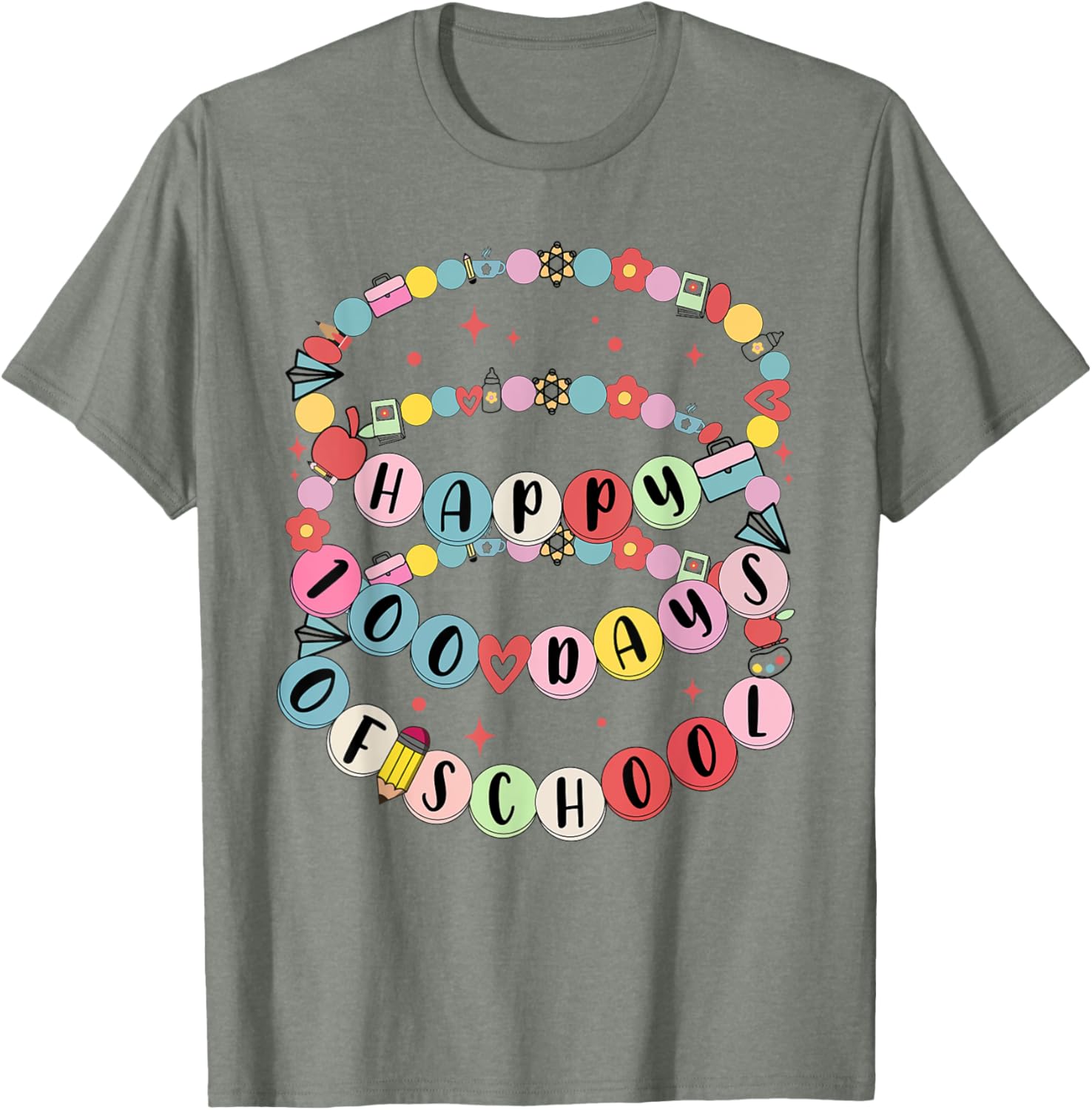 Cute Little Girl 100 Days Of School Friendship Bracelet T-Shirt - 9