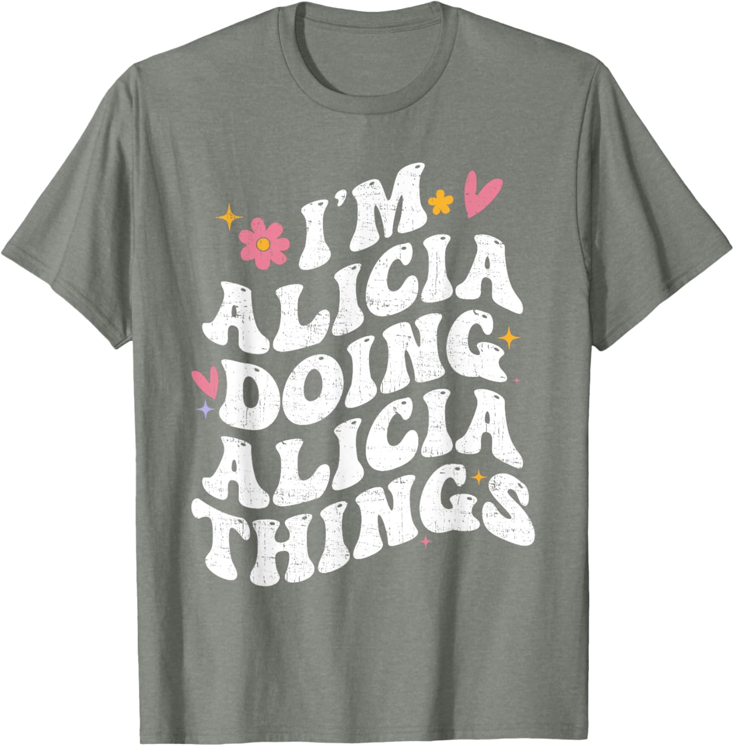 Retro Groovy I'm Alicia Doing Alicia Things Personalized T-Shirt - 6