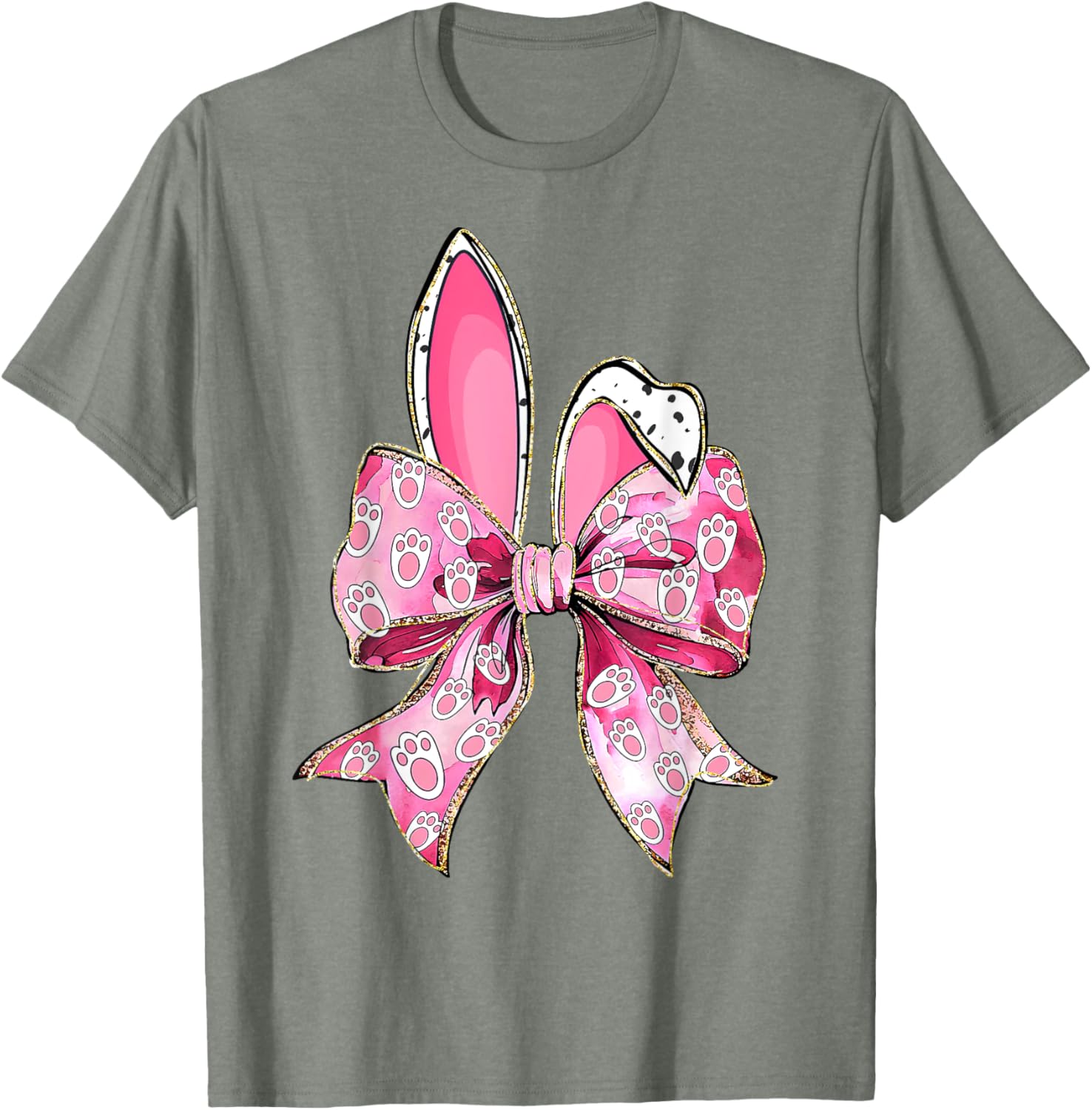 Happy Easter Bunny Coquette Bow Ears T-Shirt for Girls and Women - 3
