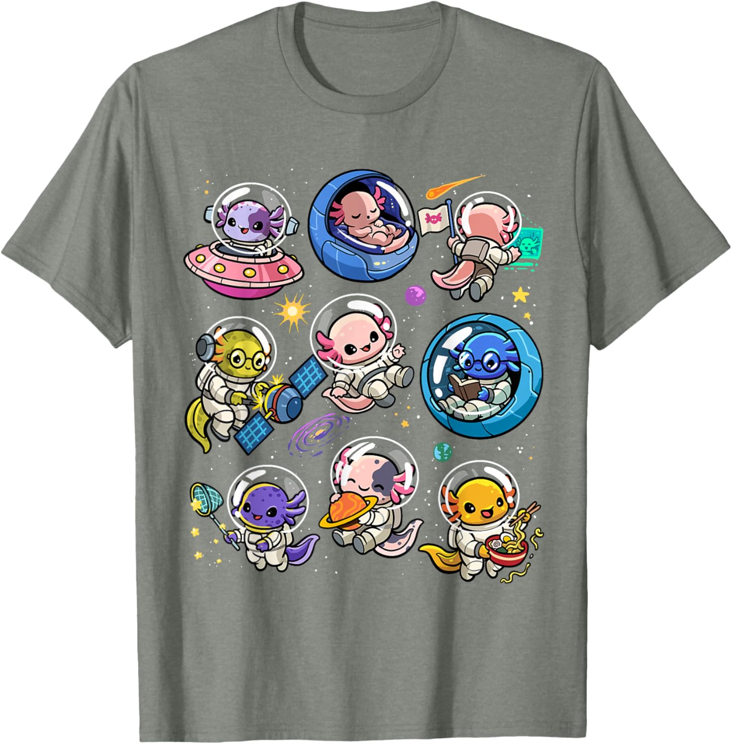 Cute Galaxy Axolotl Astronaut T-Shirt for Space Lovers and Kids - 10