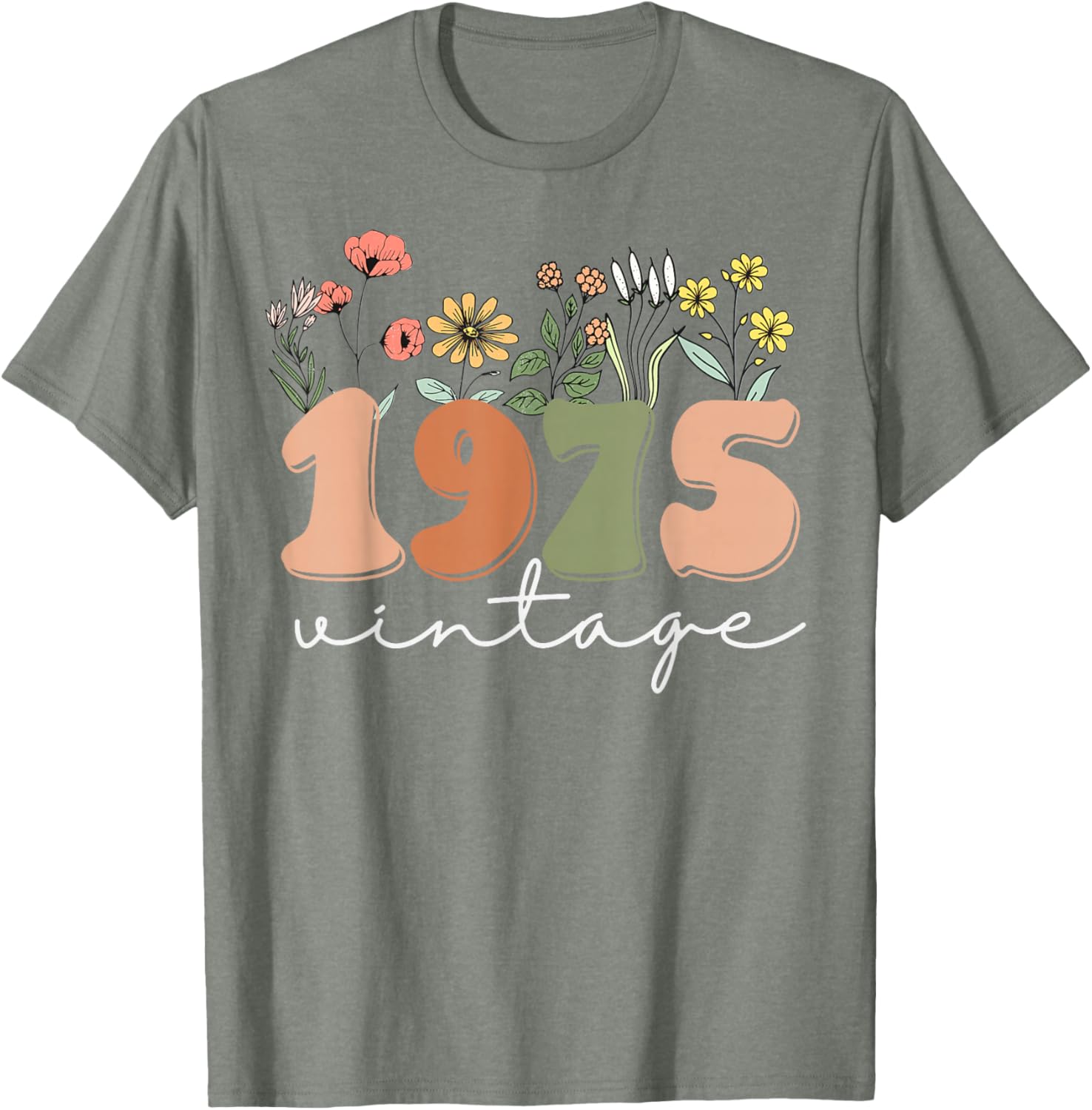 Vintage 1975 50th Birthday Wildflower T-Shirt for Women - 18