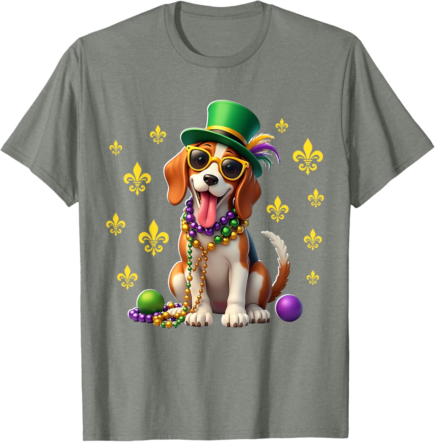 Beagle Mardi Gras Costume T-Shirt for Carnival Fun and Festivities - 10