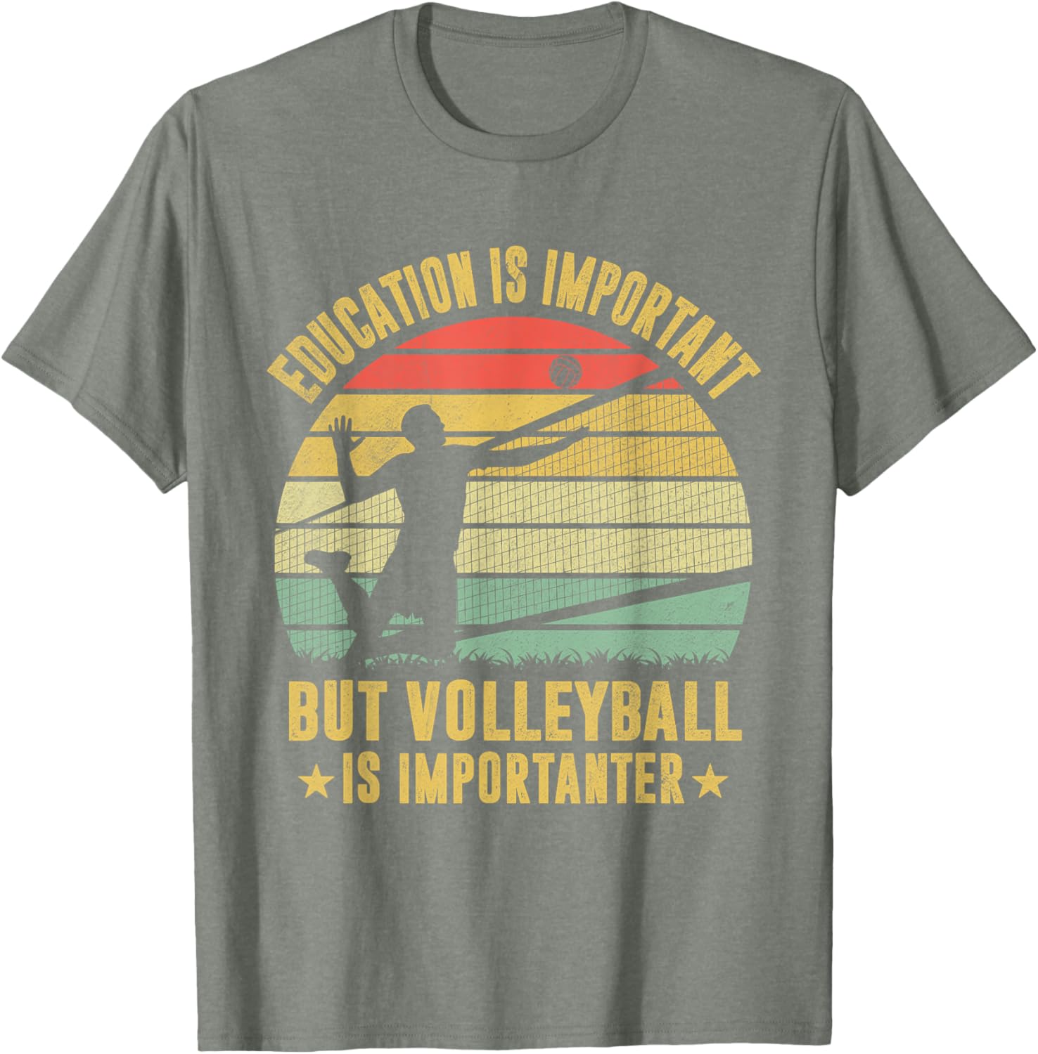 Retro Volleyball T-Shirt Education Is Important But Volleyball Is Importanter - 8