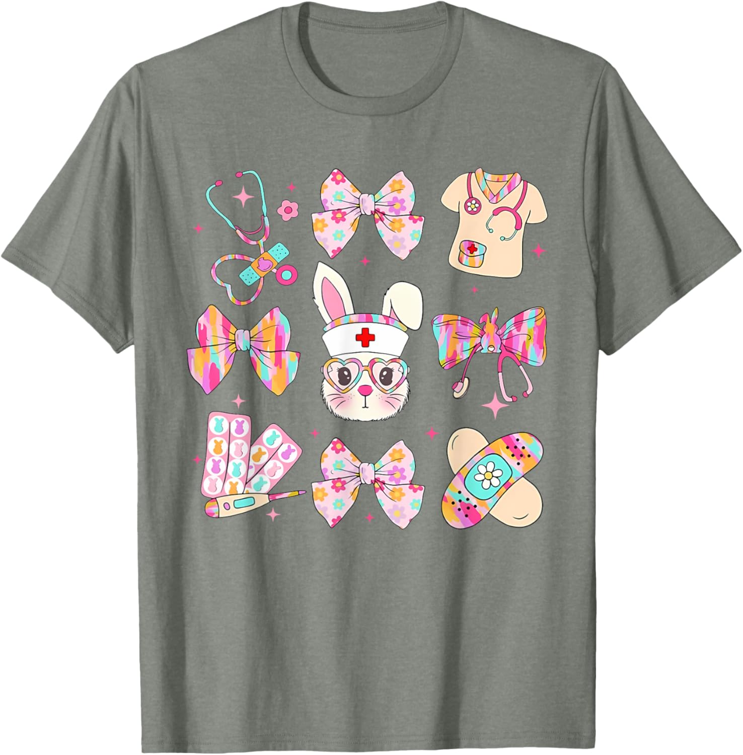 Easter Bunny T-Shirt for Nurses with Coquette Bow - Happy Easter Style - 19