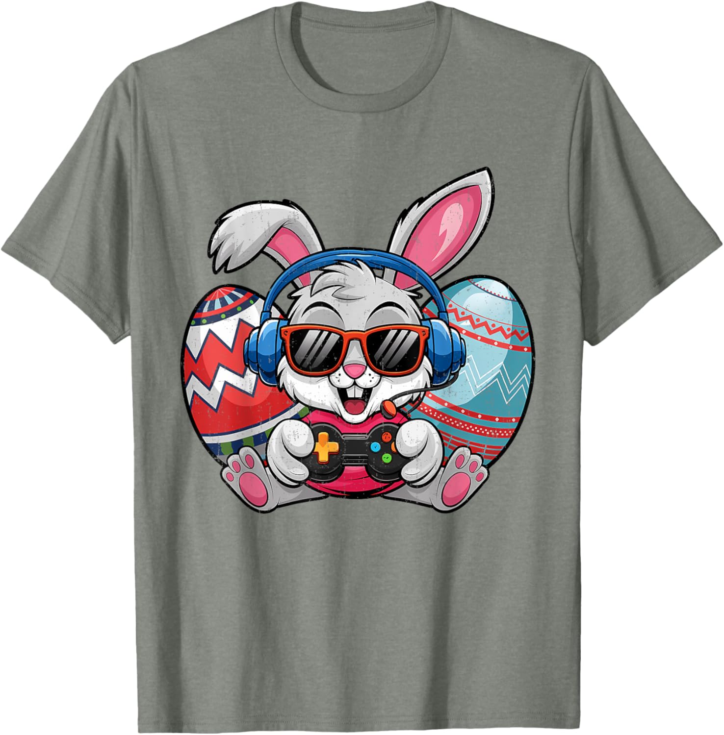 Cute Easter Bunny Playing Video Game Kids T-Shirt for Boys - 26