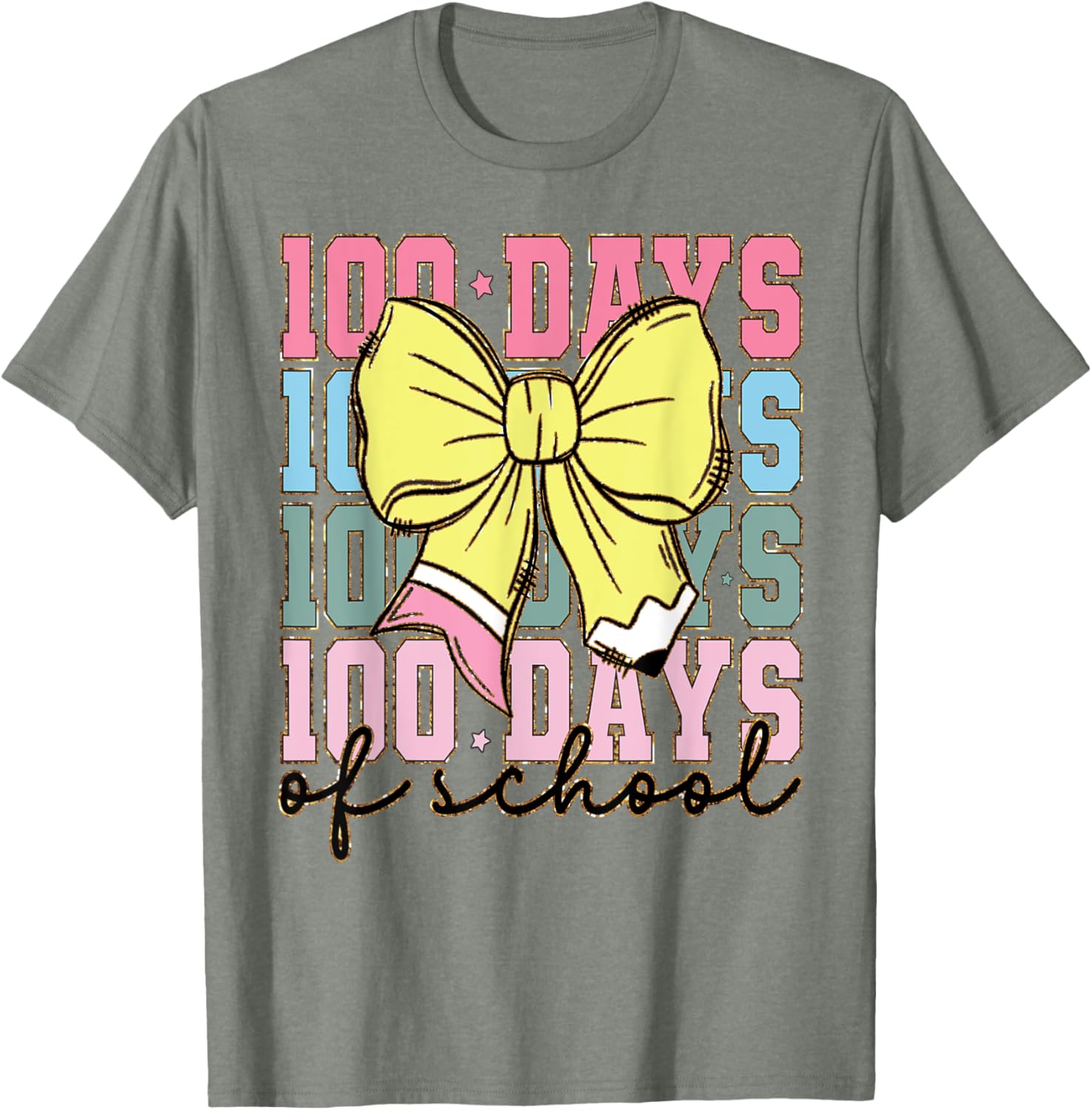 Cute 100 Days of School Coquette Bow T-Shirt for Girls - 27