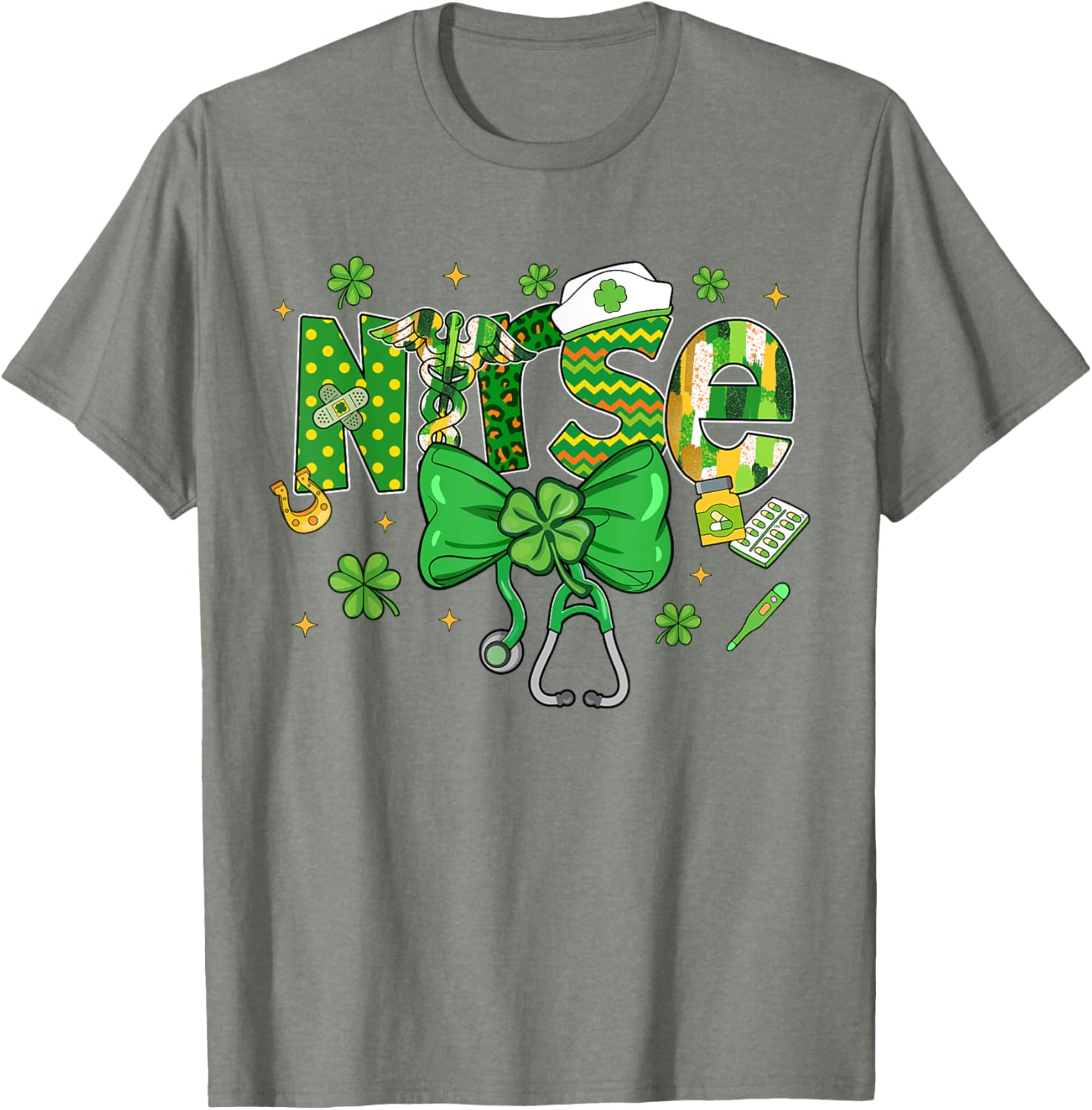 Irish Nurse Stethoscope St Patrick's Day T-Shirt for Healthcare Heroes - 18