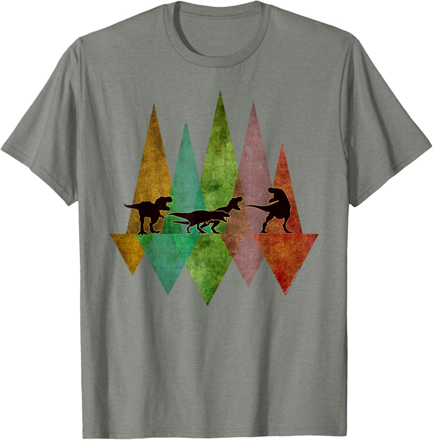 Cute T-Rex Dinosaur March Geometric Scene T-Shirt for Kids - 3
