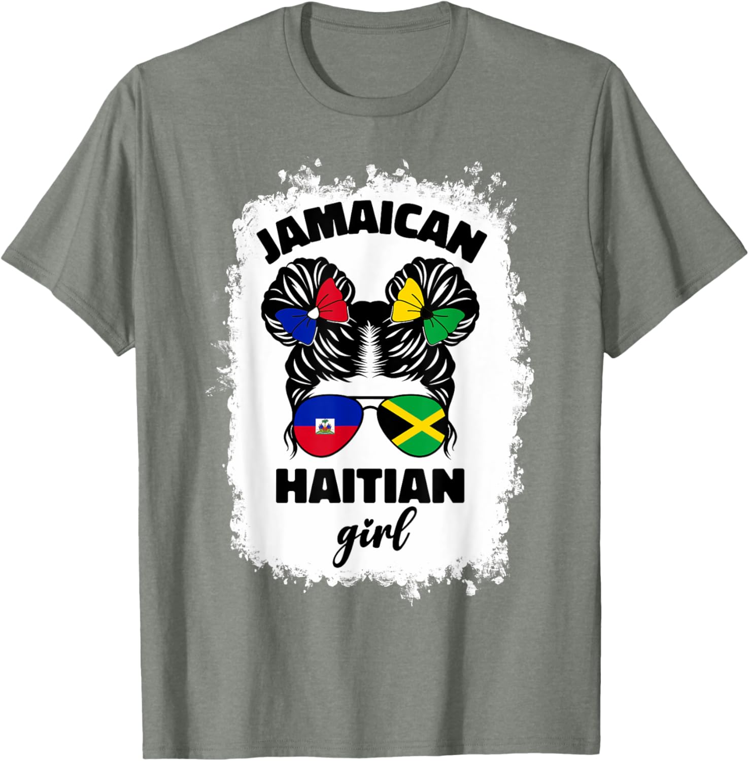 Half Jamaican Haitian Kids T-Shirt with Jamaica and Haiti Flag Design - 7