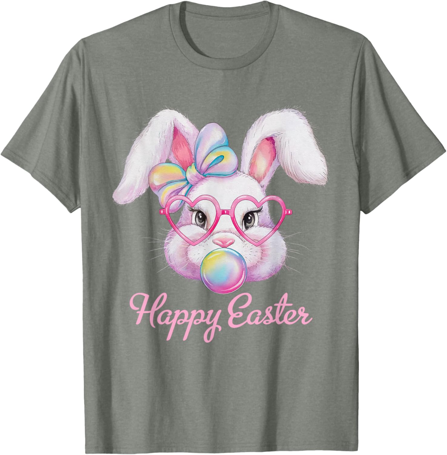 Happy Easter Cute Bunny Rabbit Face Tie Dye T-Shirt for Girls - 17