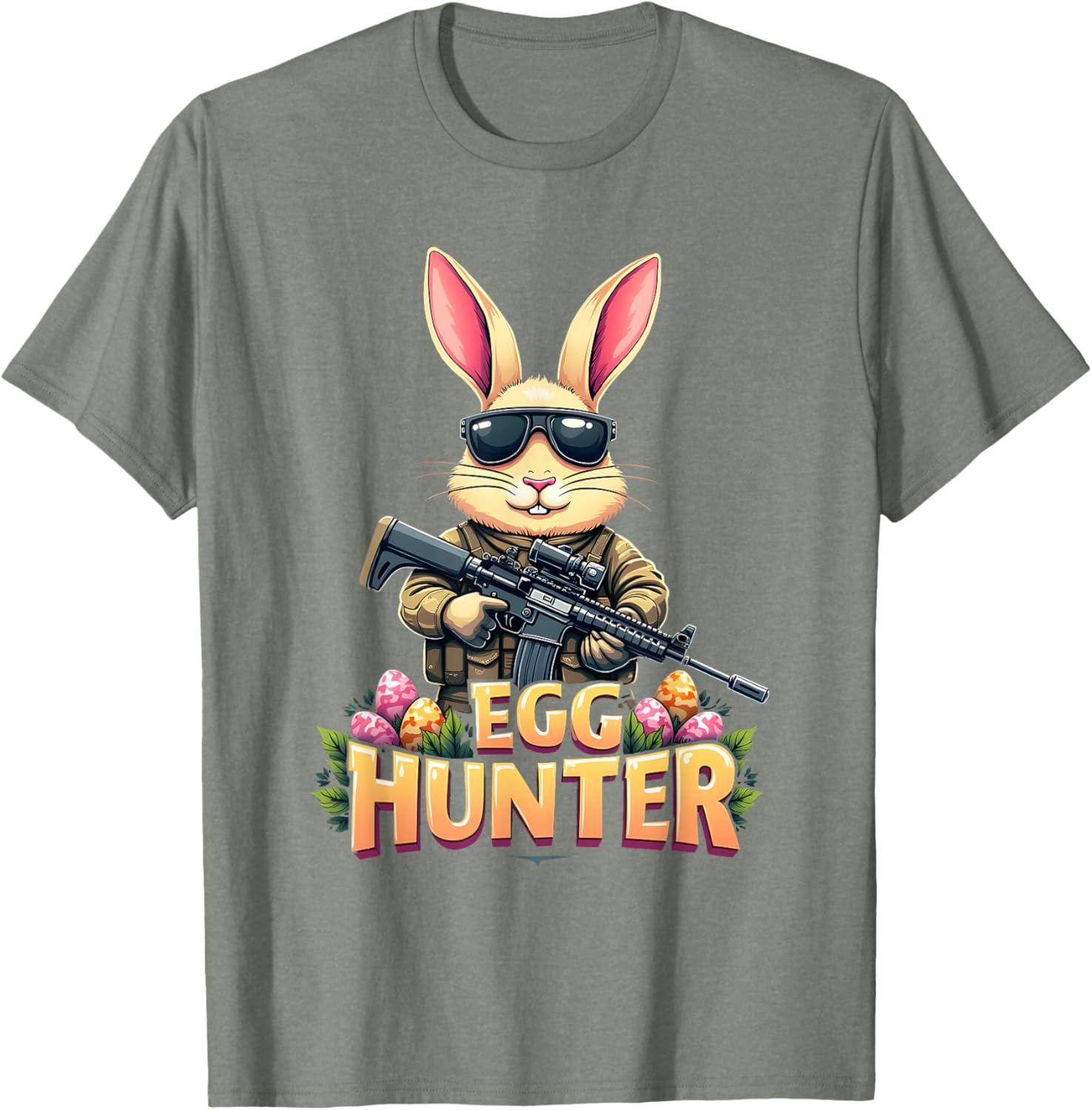 Cute Easter Egg Hunter Boys T-Shirt Featuring Deer Bunny Design - 2