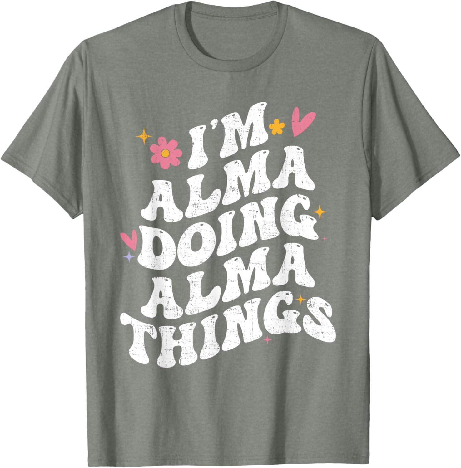 Personalized Retro Groovy I'm Alma Doing Alma Things T-Shirt - 5